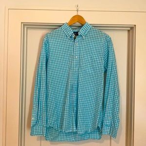 Men’s large teal and white shirt